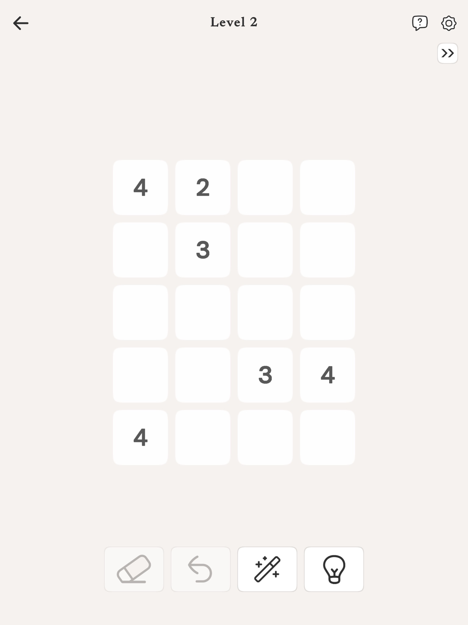 iPad 第2关：待划分的数字棋盘与擦除、撤销按钮