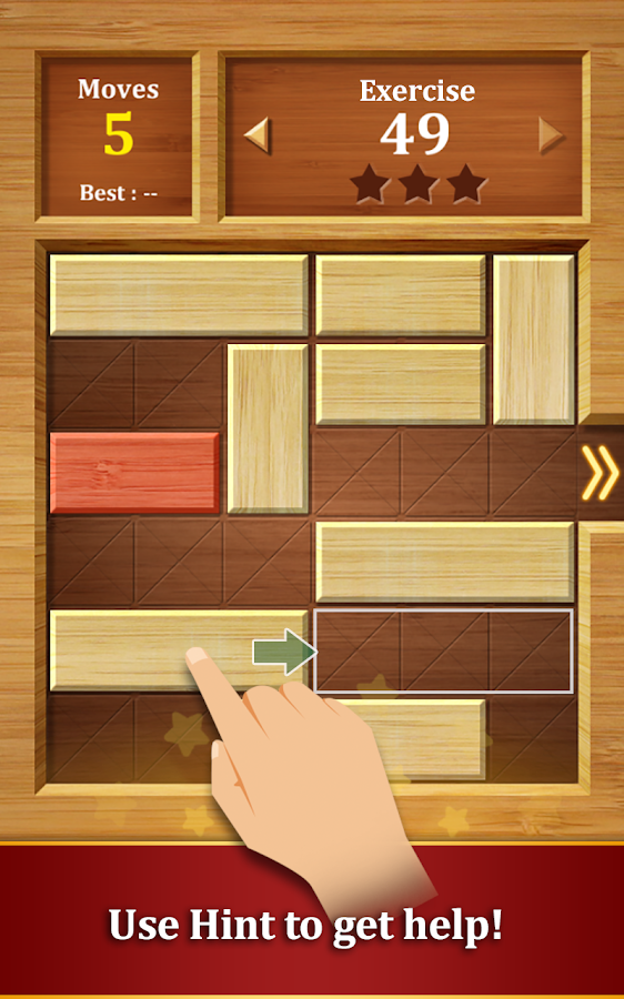 木块棋盘与移动提示，红块右侧对应出口；商店图含操作示意